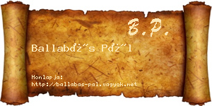Ballabás Pál névjegykártya